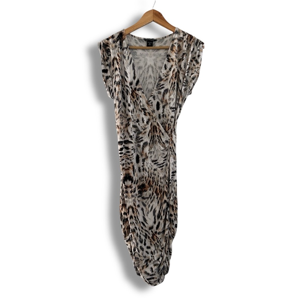 Moda International Animal Print Faux Wrap Dress M